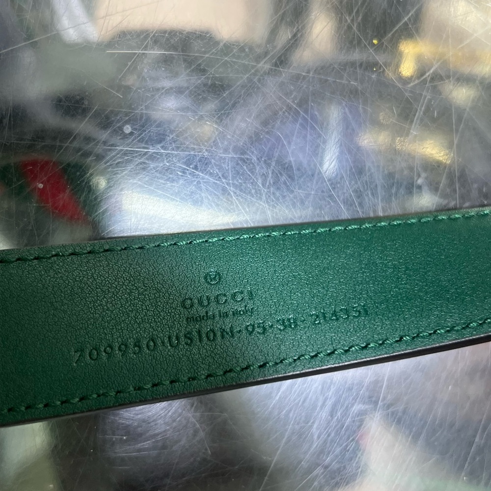 Men's Gucci Green Leather Belt - Picture 6 of 7